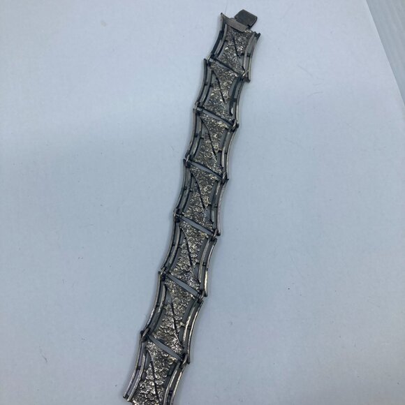 Vtg 1960 DARVEAU pewter modernist minimalist brutalist bracelet - Picture 7 of 7